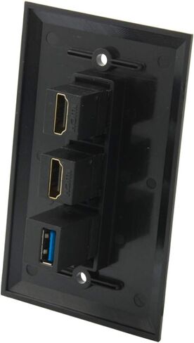 عصابة واحدة نمط الصلبة اللون الأسود 2 منافذ HDMI 1 منفذ USB 3.0 أنثى إلى أنثى لوحة الحائط in Kuwait