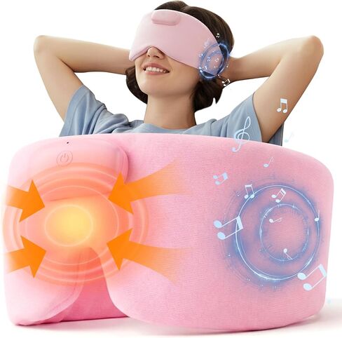 Heated Sleep Mask with Bluetooth Headphones, Cordless Rechargeable Heating Eye Mask with Adjustable Heart Timer Music, Washable Sleeping Mask with Bluetooth Headphones for Dry Eyes (Blue) in Saudi Arabia