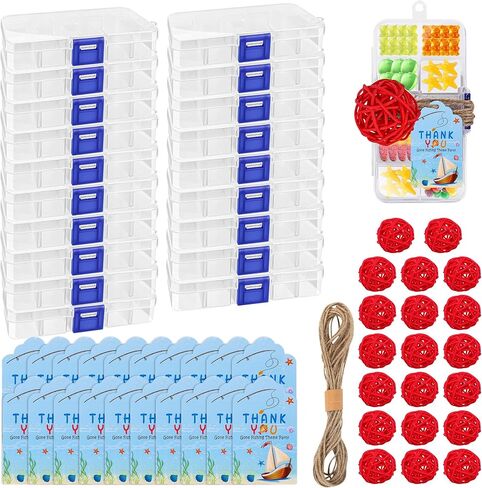 20 Pack Fishing Candy Tackle Boxes, Fishing Candy Little Tackle Boxes for Party Favors, with 20 Cards/ 20 Balls/ 1 Rope in Saudi Arabia