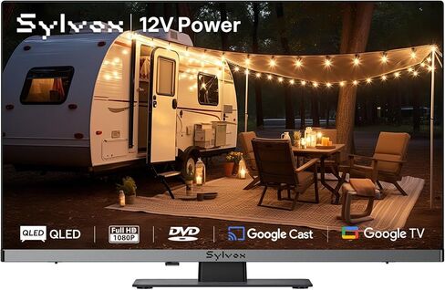 تلفزيون SYLVOX RV، تلفزيون QLED 12 فولت مع مشغل DVD مدمج، تلفزيون ذكي 24 بوصة للعربة، استهلاك طاقة منخفض 12 فولت تيار مستمر، HD 1080P، تصميم أقل مديًا in Saudi Arabia