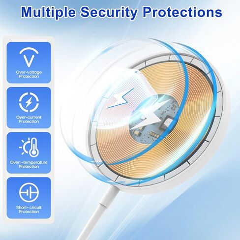 شاحن Mag-Safe لهاتف iPhone 17/16/15، [معتمد من Apple MFi] لوحة شحن مغناطيسية لاسلكية سريعة بقدرة 15 وات مع كتلة شاحن حائط USB C لهاتف Apple iPhone 17 Pro Max/17 Air/17 Pro/17/16E/16/15/14/13/12، AirPods in Kuwait