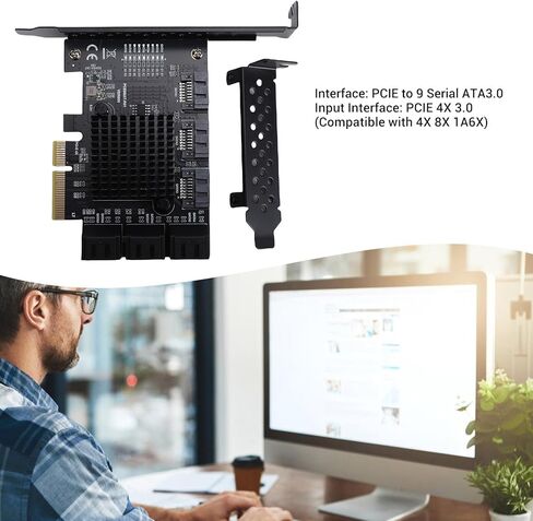 PCIE 4X to 9 Port 3.0 Expansion Card, 6Gbps PCI Express GEN3 Hard Drive Adapter with NCQ AHCI Technology, for 10 11 2003 Systems in Saudi Arabia