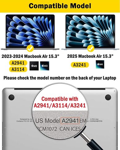 شاشة خصوصية F FORITO مكونة من عبوتين بزاوية 360 درجة متوافقة مع جهاز MacBook Air 15.3 بوصة (2023-2025، M2، M3، M4)، درع حماية للعين مضاد للوهج ومضاد للضوء الأزرق غير اللامع لخصوصية الكمبيوتر in Saudi Arabia