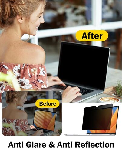 شاشة خصوصية F FORITO مكونة من عبوتين بزاوية 360 درجة متوافقة مع جهاز MacBook Air 15.3 بوصة (2023-2025، M2، M3، M4)، درع حماية للعين مضاد للوهج ومضاد للضوء الأزرق غير اللامع لخصوصية الكمبيوتر in Saudi Arabia