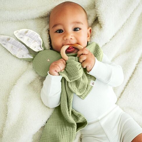 Mikito Organic Cotton Baby Muslin Lovey Bunny - معتمد من Oeko-TEX & GOTS - بطانية أمان وأحباب مثالية للأطفال - هدية طفل جديد للجنسين لراحة مطلقة وأحلام هادئة in Kuwait