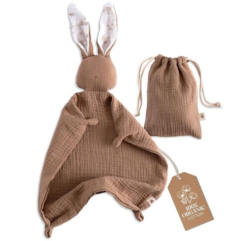 Mikito Organic Cotton Baby Muslin Lovey Bunny - معتمد من Oeko-TEX & GOTS - بطانية أمان وأحباب مثالية للأطفال - هدية طفل جديد للجنسين لراحة مطلقة وأحلام هادئة in Kuwait