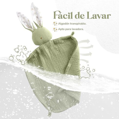 Mikito Organic Cotton Baby Muslin Lovey Bunny - معتمد من Oeko-TEX & GOTS - بطانية أمان وأحباب مثالية للأطفال - هدية طفل جديد للجنسين لراحة مطلقة وأحلام هادئة in Kuwait