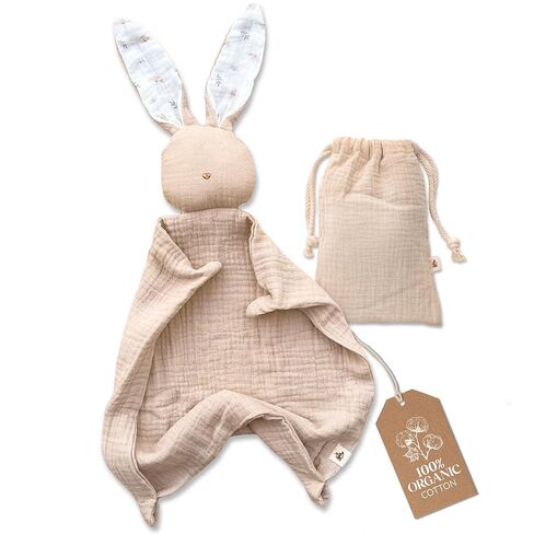 Mikito Organic Cotton Baby Muslin Lovey Bunny - معتمد من Oeko-TEX & GOTS - بطانية أمان وأحباب مثالية للأطفال - هدية طفل جديد للجنسين لراحة مطلقة وأحلام هادئة in Kuwait
