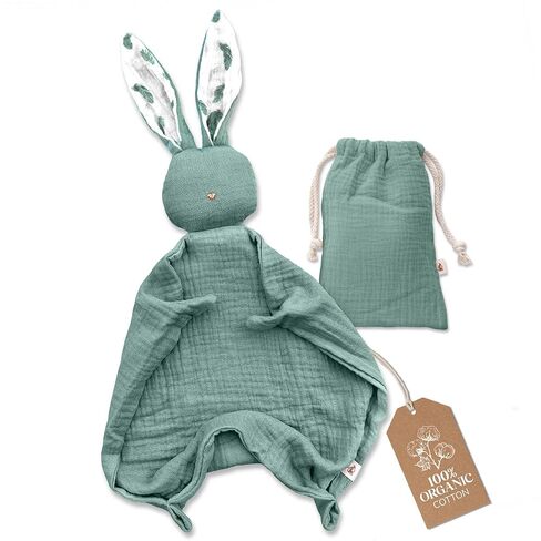 Mikito Organic Cotton Baby Muslin Lovey Bunny - معتمد من Oeko-TEX & GOTS - بطانية أمان وأحباب مثالية للأطفال - هدية طفل جديد للجنسين لراحة مطلقة وأحلام هادئة in Kuwait