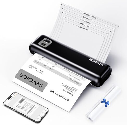 Rongta Portable Printer Wireless for Travel ، F82 Inkless Bluetooth & WiFi Printers 300DPI ، متوافقة مع iOS ، Android ، الكمبيوتر المحمول ، الدعم 8.5 "× 11" خطاب أمريكي و A4 للمكتب والسيارة والسيارة والسيارة in Kuwait