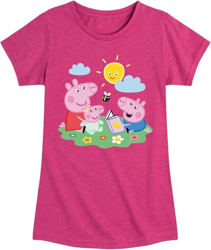 Peppa Pig - Peppa George Baby Reading - Toddler and Youth Girls Fitted Short Sleeve Graphic T-Shirt in Saudi Arabia