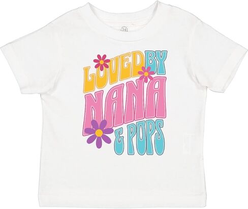 تي شيرت Inktastic Nana and Pops Love Me Retro المزهر للأطفال الصغار in Kuwait