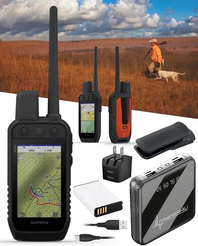 جهاز تحديد المواقع المحمول Garmin Alpha 200 Plus لتتبع وتدريب الكلاب، شاشة لمس 3.5 بوصة، تتبع وتدريب ما يصل إلى 20 كلبًا من 9 أميال، خرائط TopoActive محملة مسبقًا، 18 مستوى تدريب مع حزمة Wearable4U PowerBank in Saudi Arabia