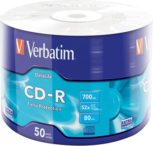 Verbatim 43787 52X 700MB 50Pk CD-R مغزل حماية إضافية - فضي مطفي in Saudi Arabia