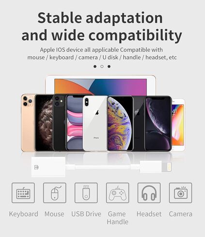 كابل Lightning ذكر إلى USB أنثى لجهاز iPhone OTG محول دونغل لأجهزة Apple لجهاز iPad Air وقارئ بطاقة الكاميرا U القرص فلاش محرك لوحة المفاتيح الماوس البيانو MIDI محول لـ 14 13 12 11 Pro Max Mini 8 7 Plus in Kuwait