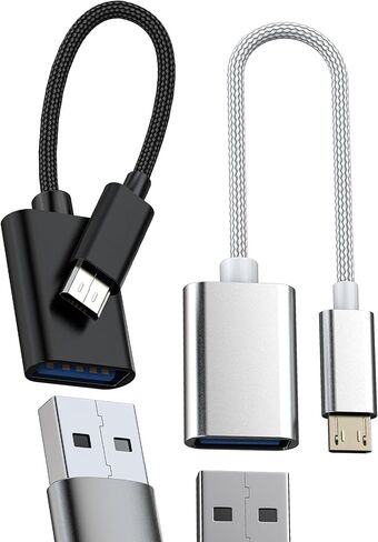 Micro USB to USB A Adapter OTG Cable (2 Pack) Android Connector Extender Computer Microusb Socket Phone Data Converter Compatible for Samsung S7 Flash Drive Cord Extension Keyboard Port Memory Stick in Saudi Arabia