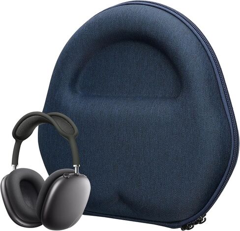 kwmobile Headphone Case Compatible with Apple AirPods Max Case - Zippered Hard Shell Headset Pouch - Over The Ear Headphones - Dark Blue in Saudi Arabia