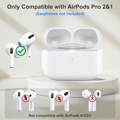 حافظة شحن لاسلكية لأجهزة AirPods Pro 2nd & 1st، منفذ USB-C، حافظة شاحن بديلة مع زر مزامنة بلوتوث، سماعات الأذن غير متضمنة (مع حبل أسود) in Kuwait