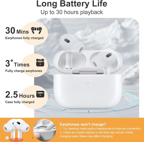 حافظة شحن لاسلكية لأجهزة AirPods Pro 2nd & 1st، منفذ USB-C، حافظة شاحن بديلة مع زر مزامنة بلوتوث، سماعات الأذن غير متضمنة (مع حبل أسود) in Kuwait