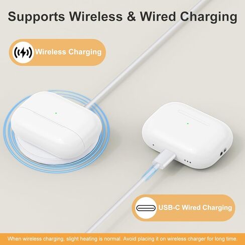 حافظة شحن لاسلكية لأجهزة AirPods Pro 2nd & 1st، منفذ USB-C، حافظة شاحن بديلة مع زر مزامنة بلوتوث، سماعات الأذن غير متضمنة (مع حبل أسود) in Kuwait