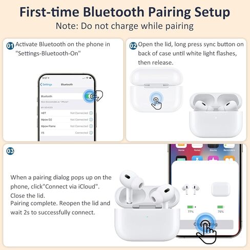 حافظة شحن لاسلكية لأجهزة AirPods Pro 2nd & 1st، منفذ USB-C، حافظة شاحن بديلة مع زر مزامنة بلوتوث، سماعات الأذن غير متضمنة (مع حبل أسود) in Kuwait