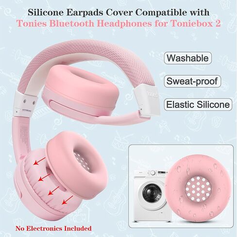 Earpads Sweat Cover for Tonies Toniebox 2, Washable Ear Pads Silicone Case Cover for Toniebox 2 Bluetooth Headphones Accessories Protective Pads Cover (Pink) in Saudi Arabia