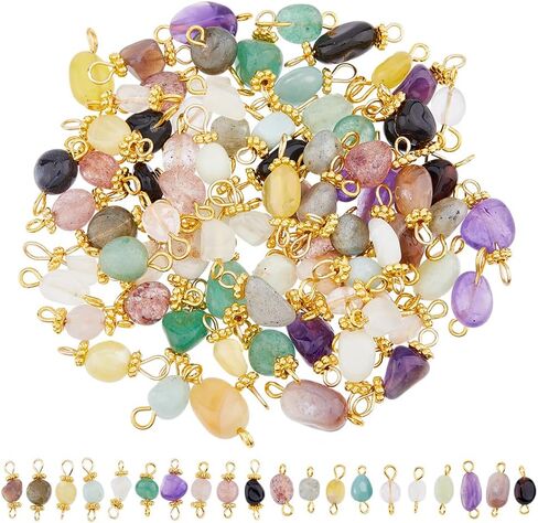 Superfindings Gemstone Chip Quartz Crystal Charms Colorful Link Connector Charm for Necklace Keychain Make in Saudi Arabia