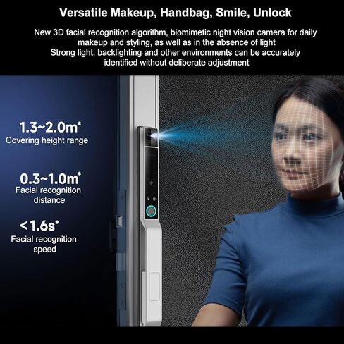 2.4Ghz WiFi Smart Keyless Entry Door Lock, Handle Water Proof Aluminum Biometric Door Lock TY App for 40-120mm Thickness Office Home Bedroom (Silver) in Saudi Arabia