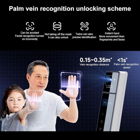 2.4Ghz WiFi Smart Keyless Entry Door Lock, Handle Water Proof Aluminum Biometric Door Lock TY App for 40-120mm Thickness Office Home Bedroom (Silver) in Saudi Arabia