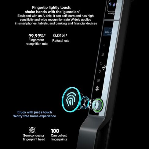 2.4Ghz WiFi Smart Keyless Entry Door Lock, Handle Water Proof Aluminum Biometric Door Lock TY App for 40-120mm Thickness Office Home Bedroom (Silver) in Saudi Arabia