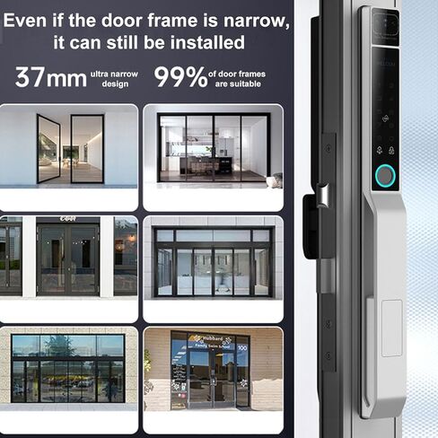 2.4Ghz WiFi Smart Keyless Entry Door Lock, Handle Water Proof Aluminum Biometric Door Lock TY App for 40-120mm Thickness Office Home Bedroom (Silver) in Saudi Arabia