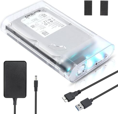 ELUTENG 3.5 Hard Drive Enclosure USB 3.0 Internal/External Hard Drive Case for 3.5/2.5 inch SATA HDD Up to 20TB Support UASP with 12V 24W Power Adapter No Driver Needed in Saudi Arabia