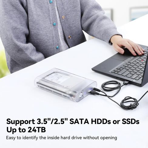 ELUTENG 3.5 Hard Drive Enclosure USB 3.0 Internal/External Hard Drive Case for 3.5/2.5 inch SATA HDD Up to 20TB Support UASP with 12V 24W Power Adapter No Driver Needed in Saudi Arabia