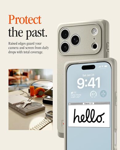 حافظة Spigen لهاتف iPhone 17 Pro، Classic LS MagFit [زر التحكم في الكاميرا] [متوافق مع Magsafe] - حجري in Saudi Arabia
