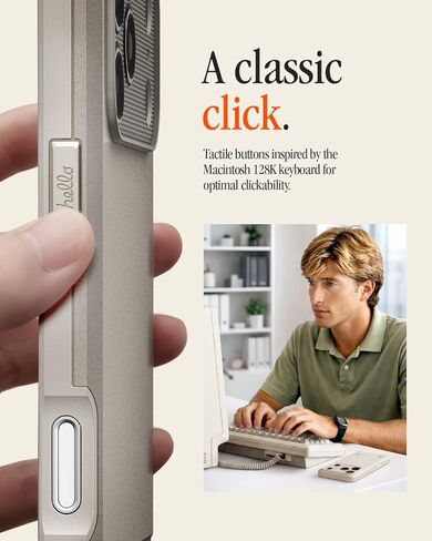 حافظة Spigen لهاتف iPhone 17 Pro، Classic LS MagFit [زر التحكم في الكاميرا] [متوافق مع Magsafe] - حجري in Saudi Arabia