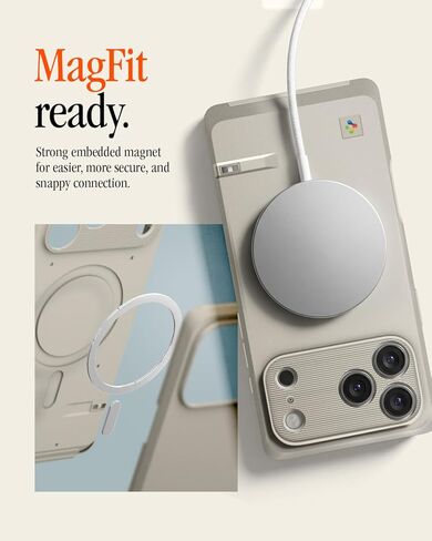 حافظة Spigen لهاتف iPhone 17 Pro، Classic LS MagFit [زر التحكم في الكاميرا] [متوافق مع Magsafe] - حجري in Saudi Arabia