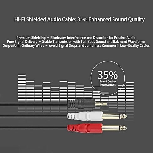 Devinal [25 Feet] 1/8 inch Male Stereo to Dual 1/4 Mono Male Audio Cable, 3.5mm TRS to Dual 6.35mm TS Y Splitter Breakout Cord, Gold Plated Heavy Duty Durable 7.5 Meters in Kuwait