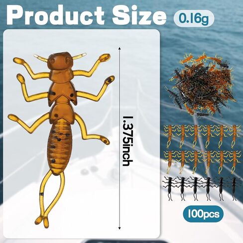 100 Pcs Soft Plastic Stonefly Scented Crappie Fishing Soft Plastic Stonefly Bass Crawfish Lures Crappie Worms Lure Bait Fishing Equipment Set in Saudi Arabia