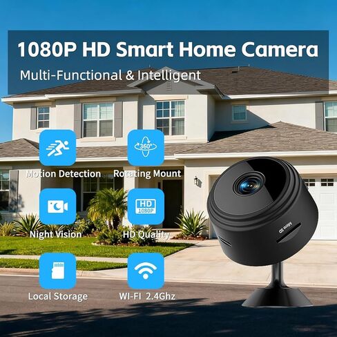 الكاميرات المخفية - كاميرا Nanny Cam - شبكة WiFi لاسلكية - كاميرا مراقبة عالية الدقة 1080 بكسل - أفضل كاميرات سيارات صغيرة للمراقبة - كاميرا مراقبة مع كشف الحركة والرؤية الليلية، والتحكم في التطبيقات in Kuwait
