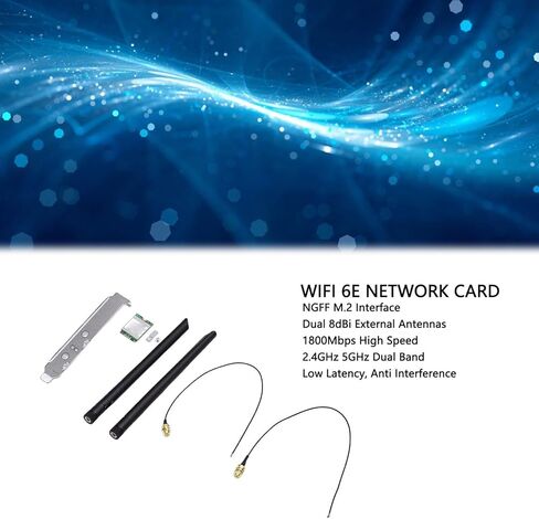 Yunseity WiFi 6E Card, Dual 8dBi Antennas 2.4GHz 5GHz NGFF M.2 Network Adapter 1800Mbps, with BT5. and MU MIMO, for 10 11 Laptops in Saudi Arabia