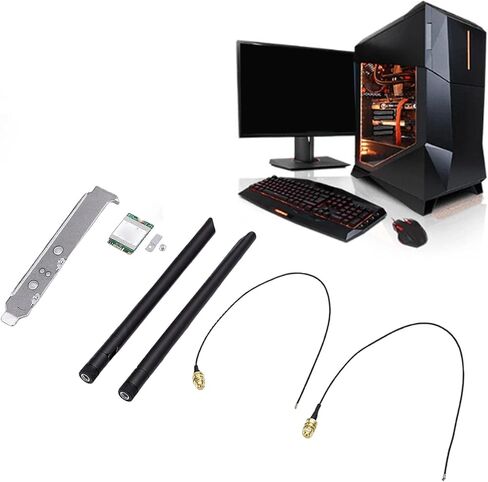 Yunseity WiFi 6E Card, Dual 8dBi Antennas 2.4GHz 5GHz NGFF M.2 Network Adapter 1800Mbps, with BT5. and MU MIMO, for 10 11 Laptops in Saudi Arabia
