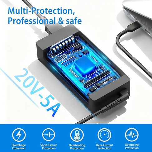 100W USB-C Power Adapter Fast Charger, Compatible with MacBook Pro/Air 16, 15, 14, 13 Inch, iPad Pro, Dell, Lenovo, HP, Asus - Universal USB-C Charger in Kuwait