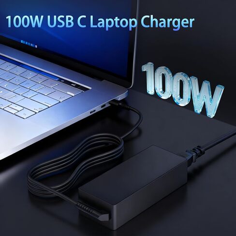 100W USB-C Power Adapter Fast Charger, Compatible with MacBook Pro/Air 16, 15, 14, 13 Inch, iPad Pro, Dell, Lenovo, HP, Asus - Universal USB-C Charger in Kuwait