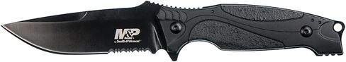 Smith & Wesson M&P M2.0 9in S.S. سكين ذو نصل ثابت رفيع بالكامل مع شفرة نقطة إسقاط 4in ومقبض مطاطي للاستخدام في الهواء الطلق، والتكتيكي، والبقاء على قيد الحياة وEDC، متعدد الألوان in Kuwait