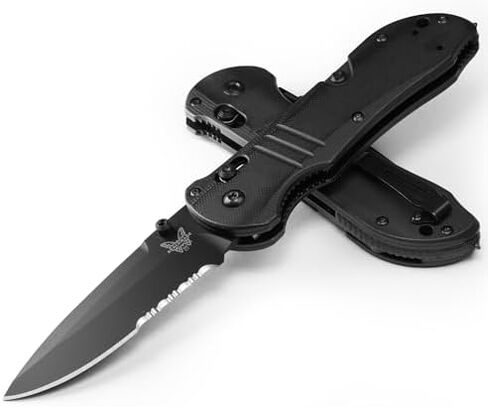 Benchmade - سكين تكتيكي مسنن Triage 917، وشفرة ذات نقطة إسقاط، وكسارة زجاجية، وخطاف إنقاذ بمقبض G10 أسود (917SBK) in Saudi Arabia