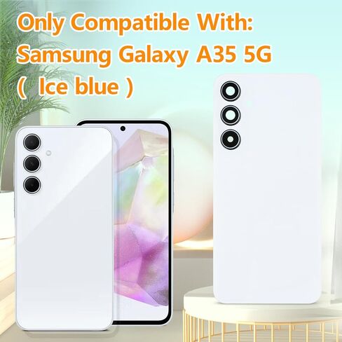 غطاء خلفي للبطارية YHX-US بديل لهاتف Samsung Galaxy A35 5G غطاء خلفي للباب مع صينية بطاقة SIM واحدة + مجموعة أدوات إصلاح (اللون: أزرق ثلجي) in Kuwait