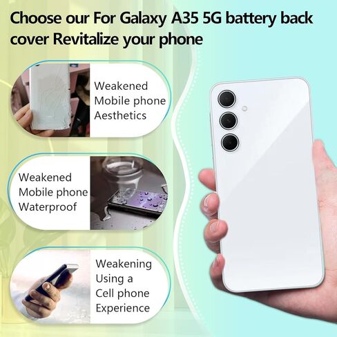 غطاء خلفي للبطارية YHX-US بديل لهاتف Samsung Galaxy A35 5G غطاء خلفي للباب مع صينية بطاقة SIM واحدة + مجموعة أدوات إصلاح (اللون: أزرق ثلجي) in Kuwait