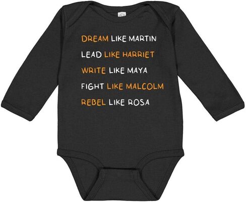 TATY Kids Be Like Black History Leaders Long Sleeve Baby Infant Bodysuit in Saudi Arabia