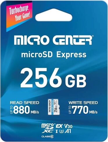 بطاقة ذاكرة Micro Center 256 جيجابايت microSDXC UHS-I U3 V30 A1 MicroSD Express، سرعة قراءة تصل إلى 880 ميجابايت/ثانية وكتابة تصل إلى 770 ميجابايت/ثانية in Kuwait