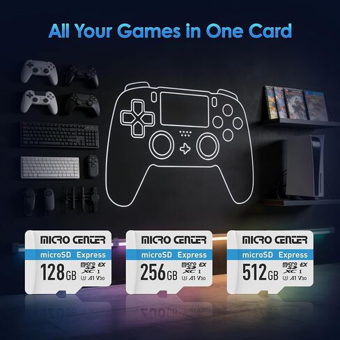 بطاقة ذاكرة Micro Center 256 جيجابايت microSDXC UHS-I U3 V30 A1 MicroSD Express، سرعة قراءة تصل إلى 880 ميجابايت/ثانية وكتابة تصل إلى 770 ميجابايت/ثانية in Kuwait